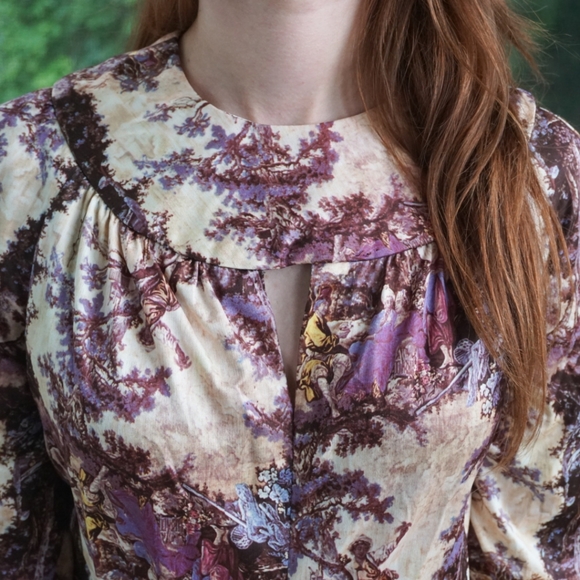 VTG 70s Novelty Print Maxi Dress - Picture 3 of 6